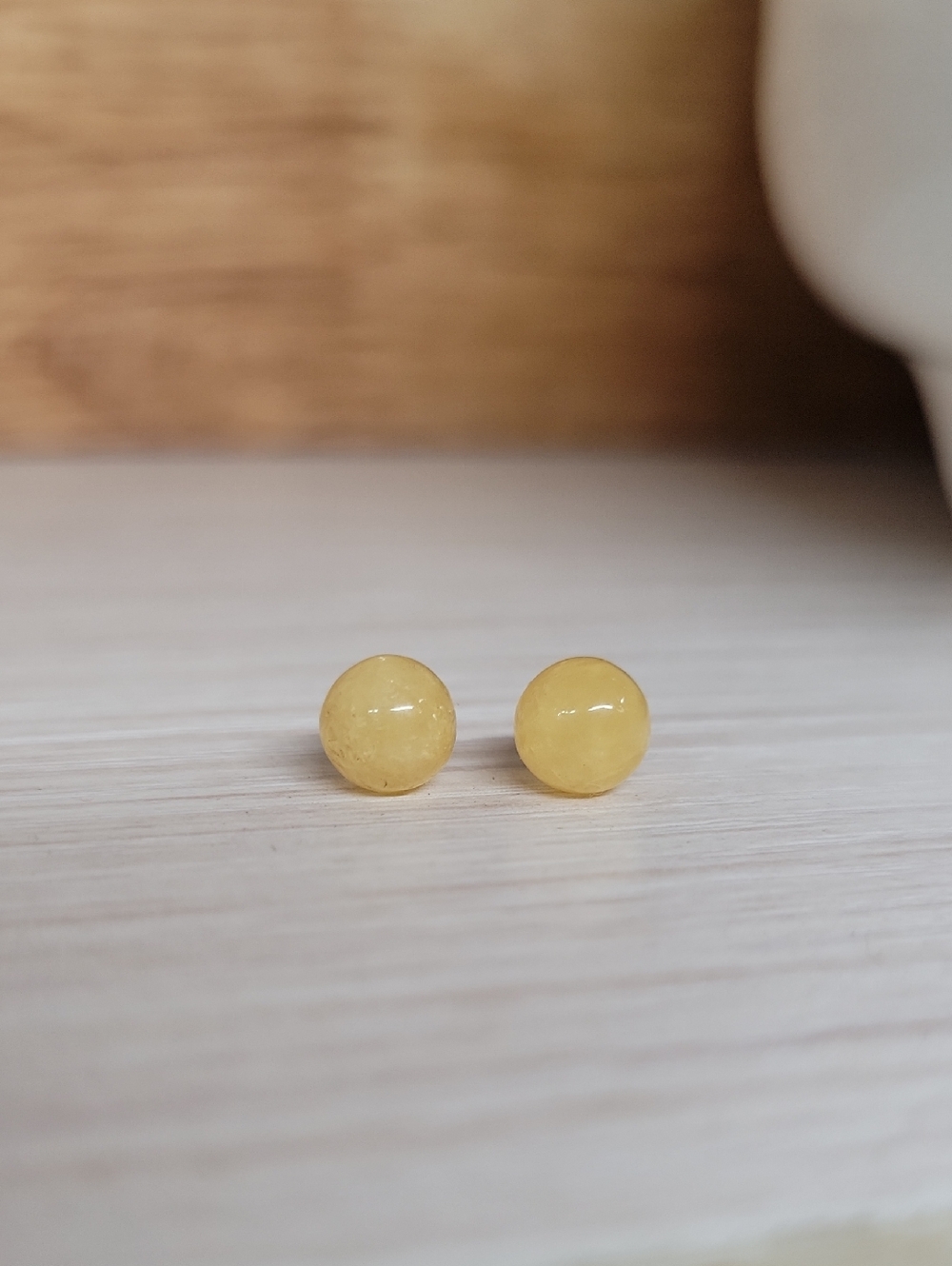 Honey Calcite Stone Stud Earrings - Classic Minimalist Women's Jewelry
